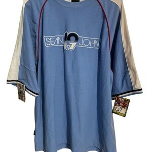 Sean John Light Blue and White Men's Jersey
